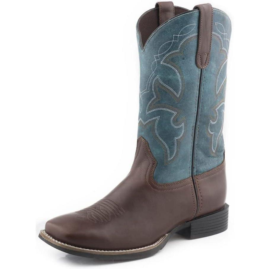 image:imageRoper Mens Monterey Embroidered Square Toe Pull On Casual Boots Mid Calf  Blue BrownBrown 3