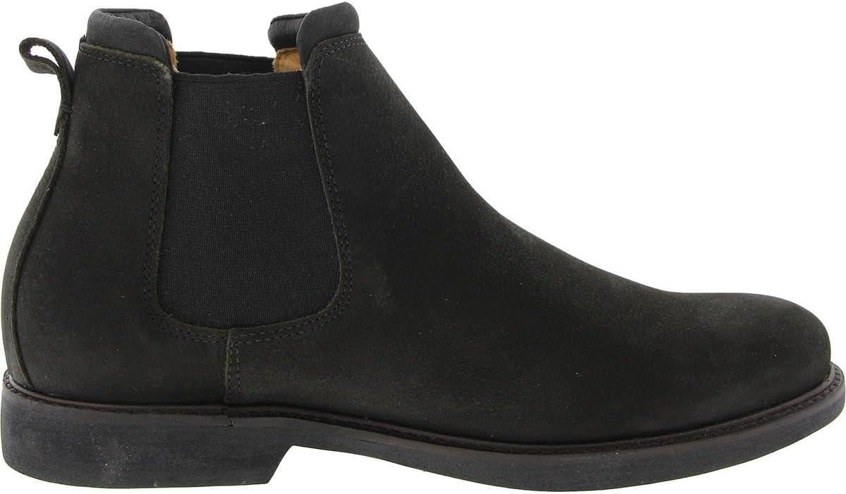 image:imageMJNY Mens Casual Comfortable Genuine Leather Chelsea Ankle Boots Lightweight Breathable Elastic Classic Fashion Chukka Dress BootsBlack Washed Grainy