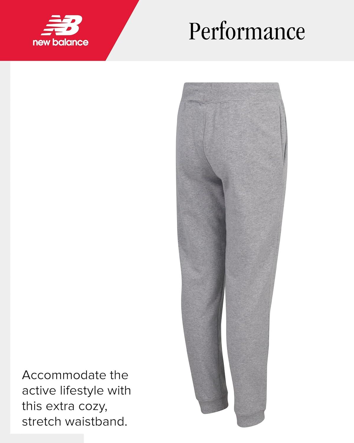 image:imageNew Balance Girls Sweatpants Soft Fleece Joggers with Drawstring Waist amp Pockets Casual Athletic Sweatpants for GirlsTeam Grey