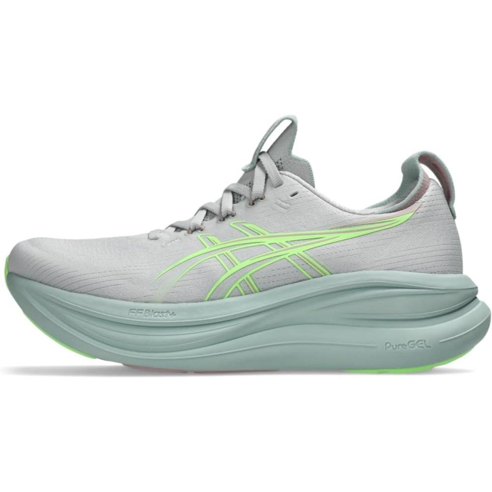 image:imageASICS Womens GelNimbus 28 Running ShoesCloud GreyIlluminate Green