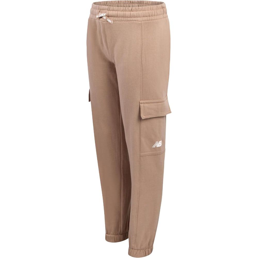 image:imageNew Balance Girls Sweatpants Soft Fleece Joggers with Drawstring Waist amp Pockets Casual Athletic Sweatpants for GirlsTan Grey