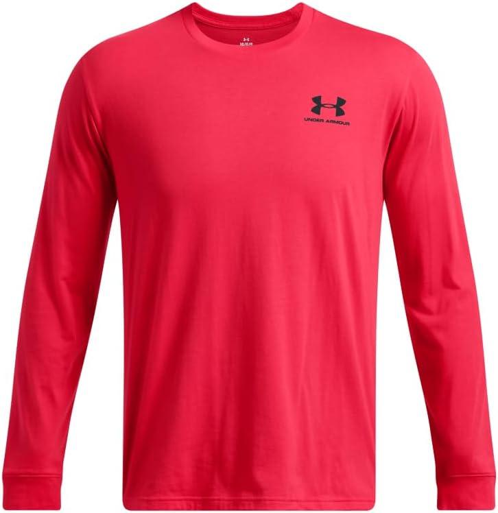 image:imageUnder Armour Mens Sportstyle Left Chest LongSleeve TShirt989 Lava Red Black