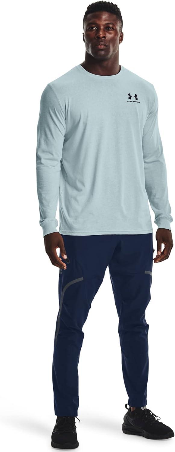 image:imageUnder Armour Mens Sportstyle Left Chest LongSleeve TShirtBreaker Blue Light Heather 478Black