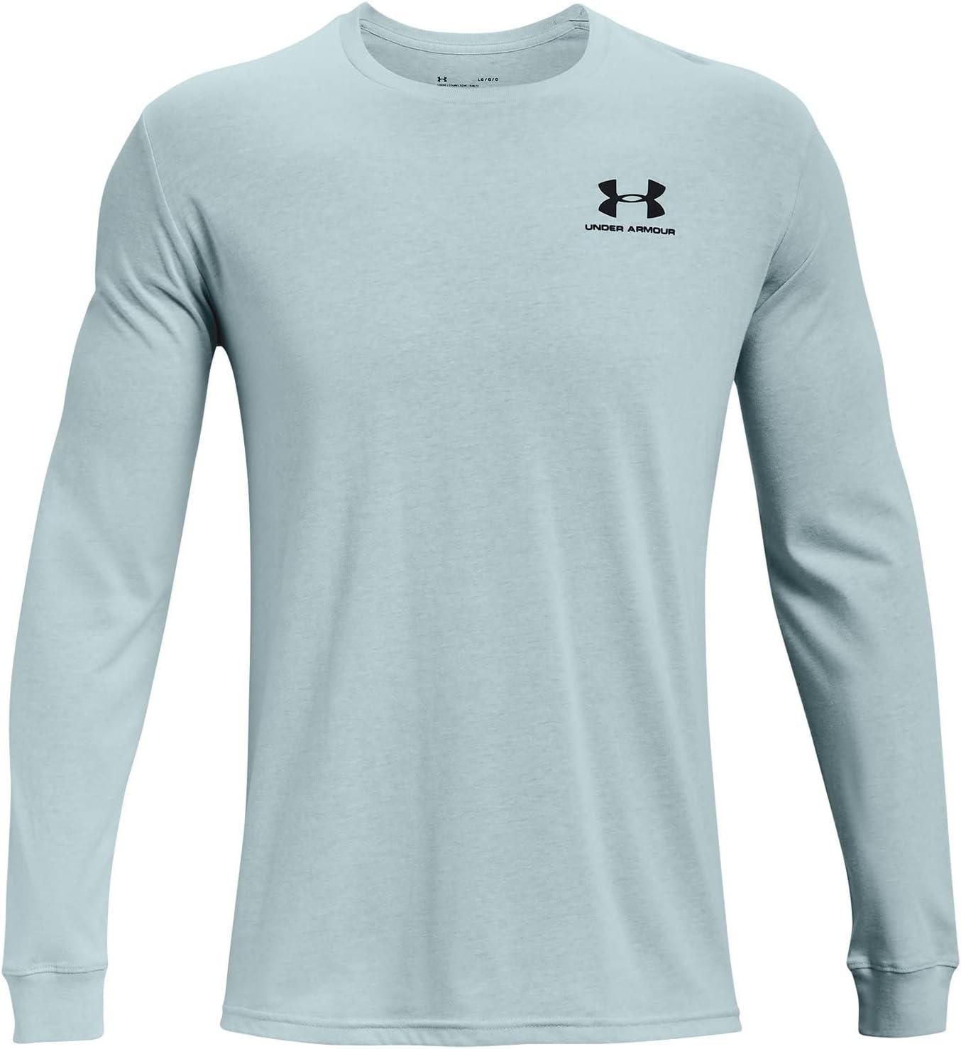 image:imageUnder Armour Mens Sportstyle Left Chest LongSleeve TShirtBreaker Blue Light Heather 478Black