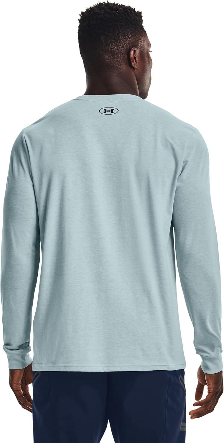 image:imageUnder Armour Mens Sportstyle Left Chest LongSleeve TShirtBreaker Blue Light Heather 478Black
