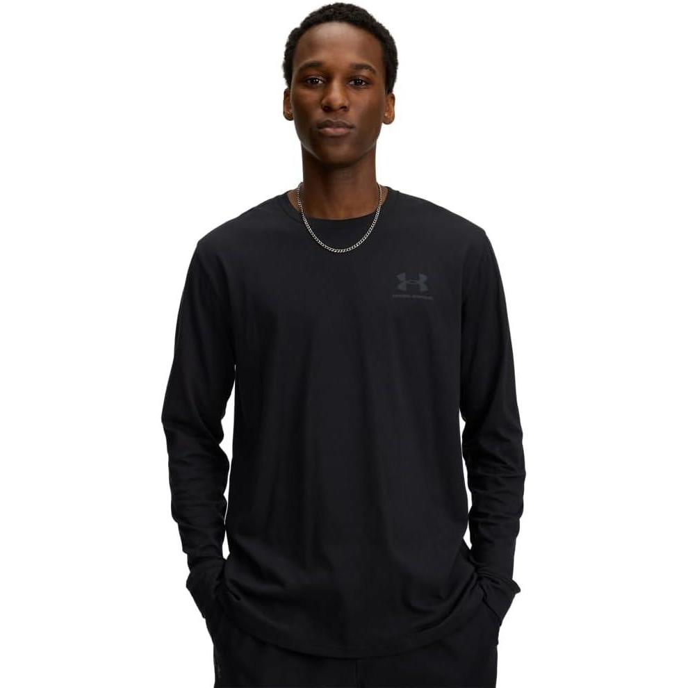 image:imageUnder Armour Mens Sportstyle Left Chest LongSleeve TShirt002 Black Pitch Gray