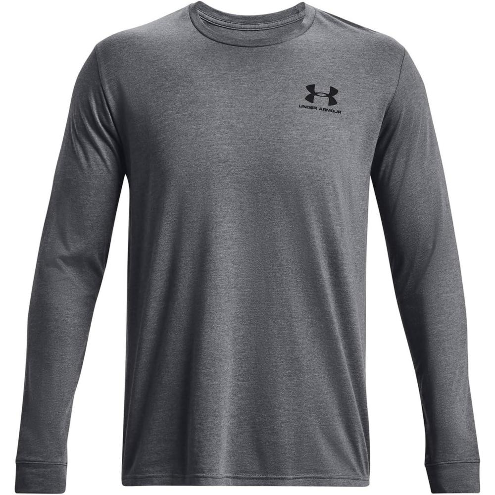 image:imageUnder Armour Mens Sportstyle Left Chest LongSleeve TShirt012 Pitch Gray Medium Heather Black Black