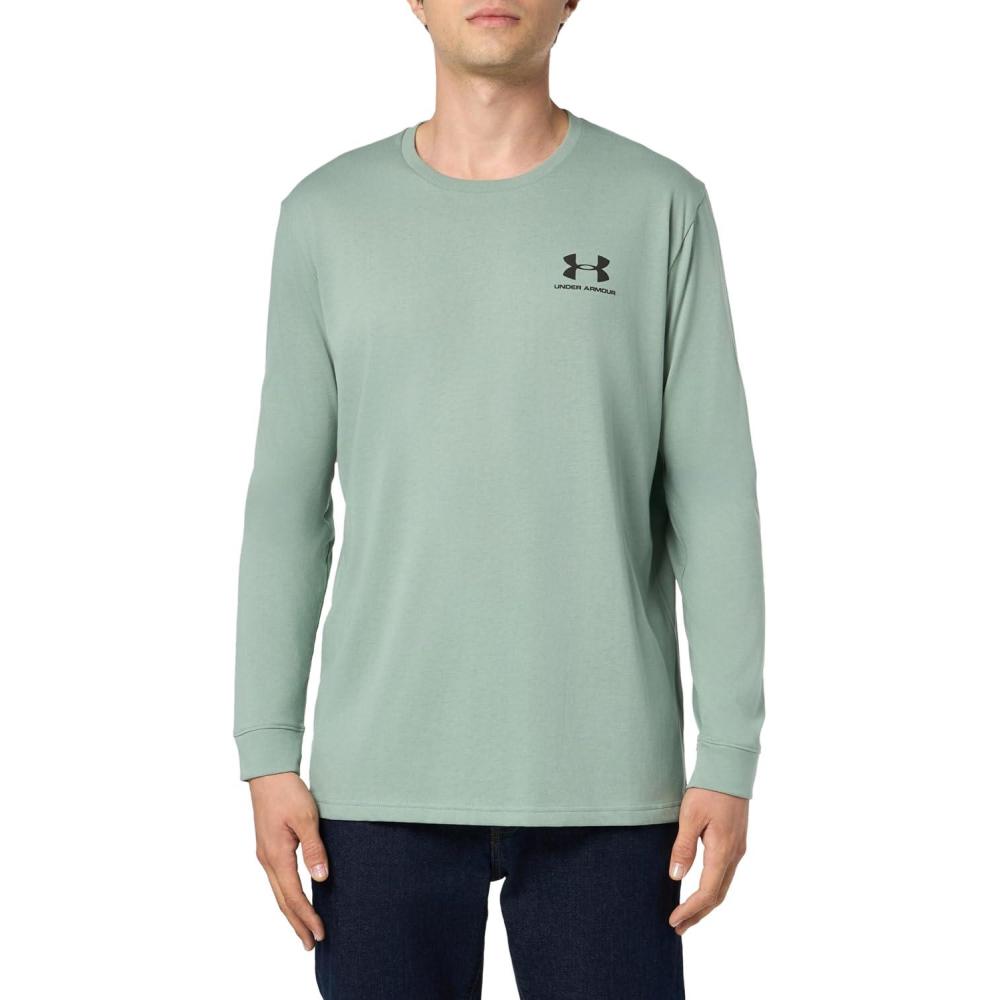 image:imageUnder Armour Mens Sportstyle Left Chest LongSleeve TShirt348 Silica Green   Black