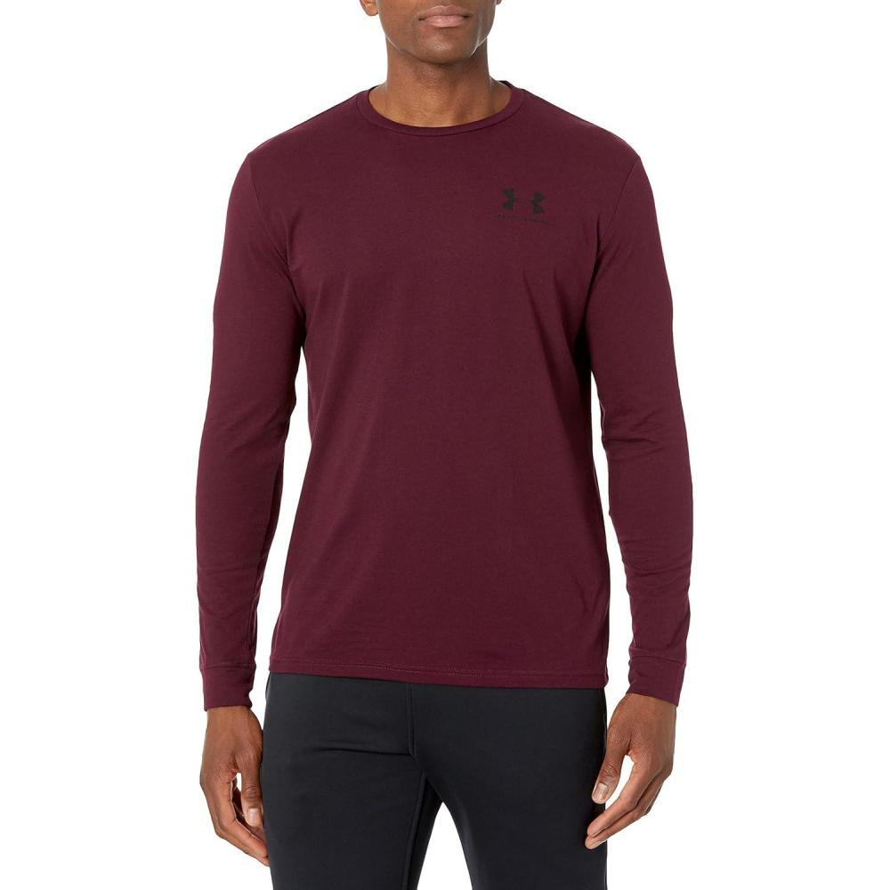 image:imageUnder Armour Mens Sportstyle Left Chest LongSleeve TShirtDark Maroon 601Black