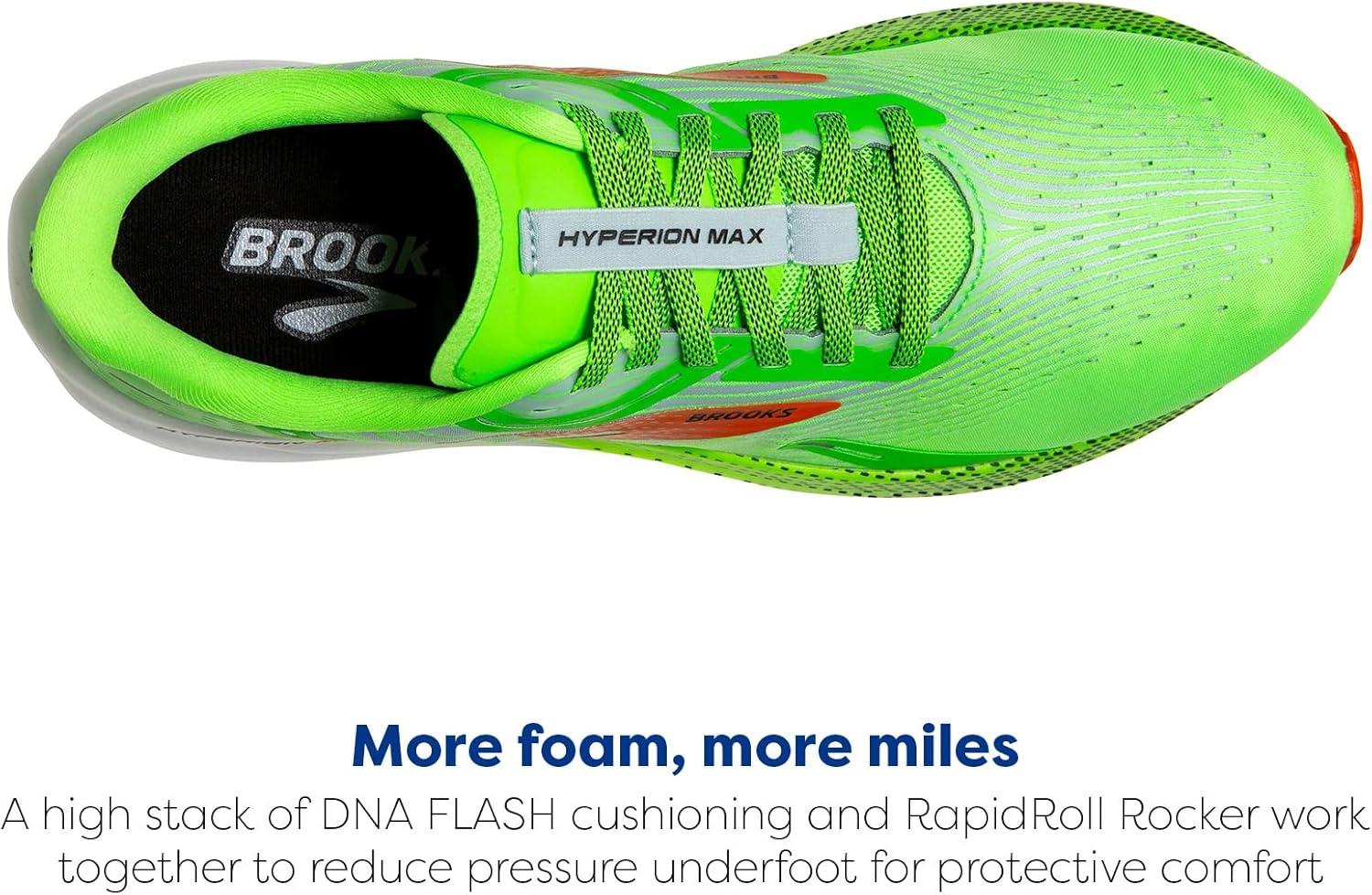 image:imageBrooks Mens Hyperion Max Neutral Running ShoeGreen GeckoRed OrangeWhite