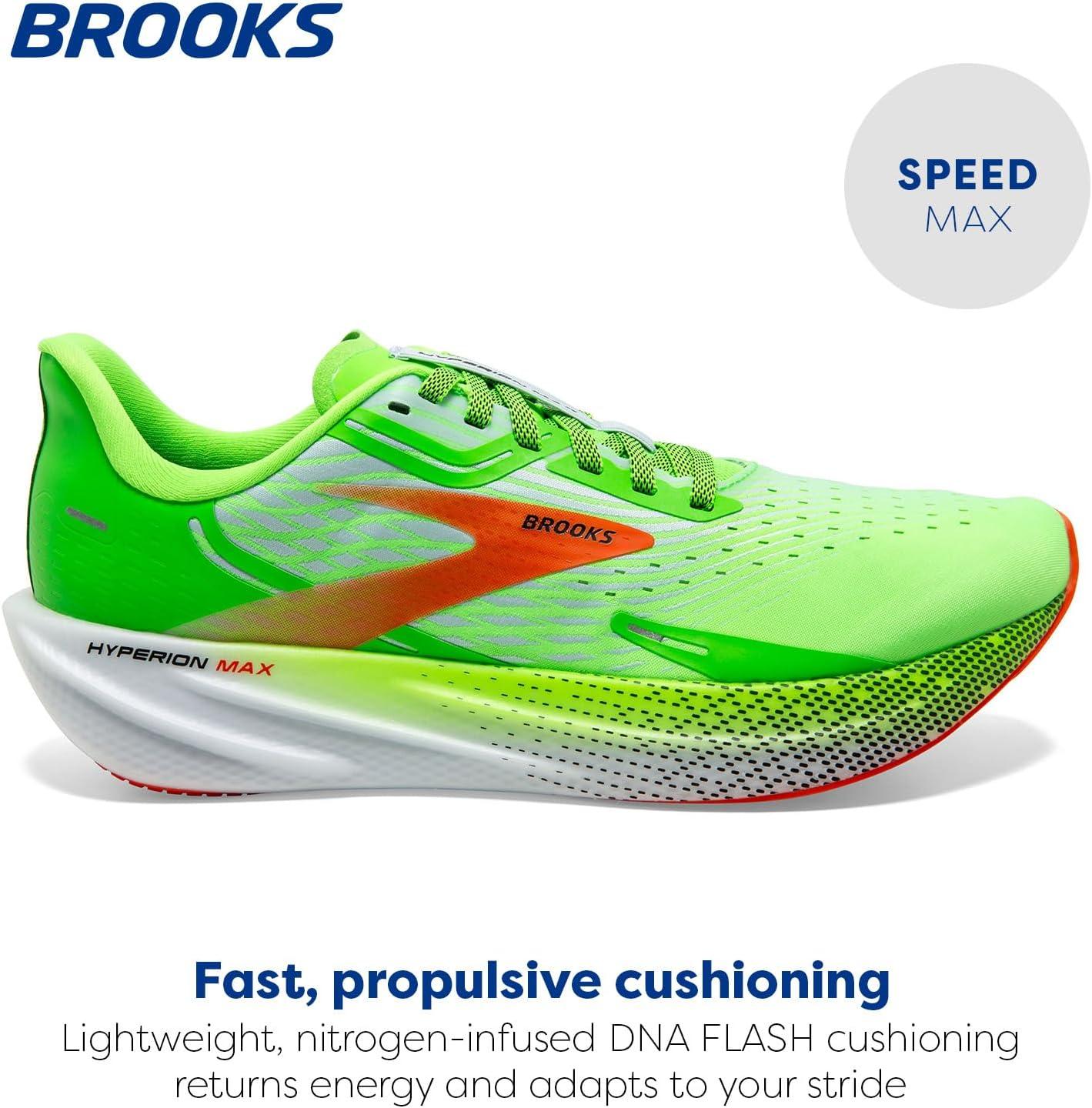 image:imageBrooks Mens Hyperion Max Neutral Running ShoeGreen GeckoRed OrangeWhite