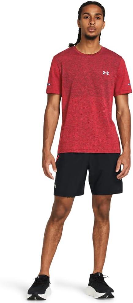image:imageUnder Armour Mens Launch Stretch Woven 2in1 Shorts003 Black Red Solstice Reflective