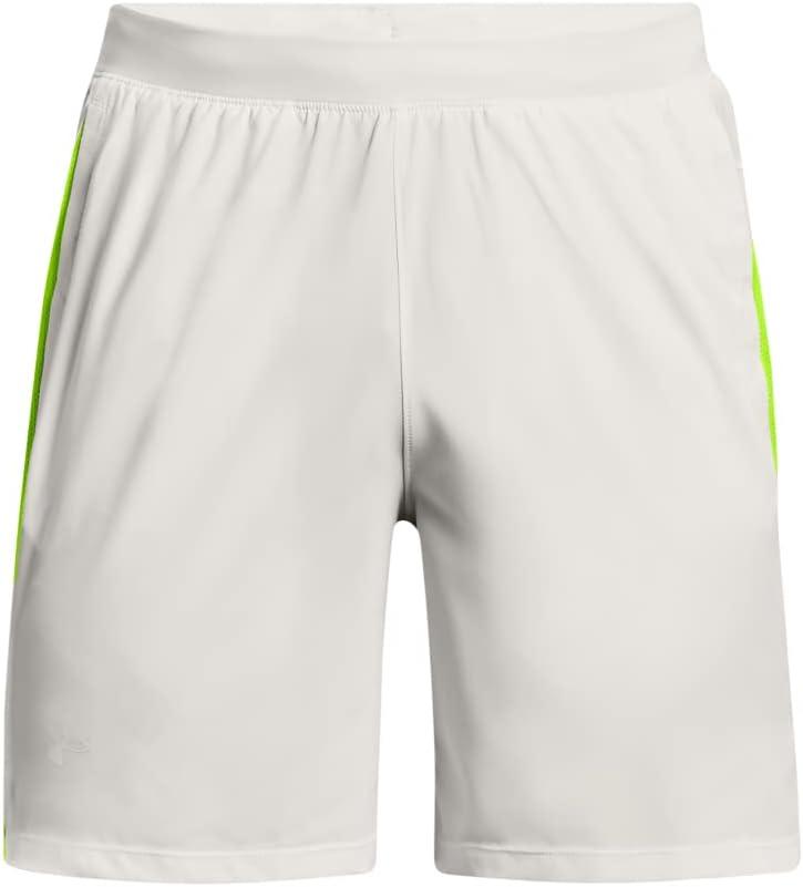 image:imageUnder Armour Mens Launch Stretch Woven 2in1 Shorts006 Gray Mist Lime Surge Reflective