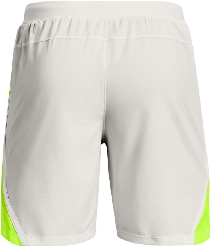 image:imageUnder Armour Mens Launch Stretch Woven 2in1 Shorts006 Gray Mist Lime Surge Reflective