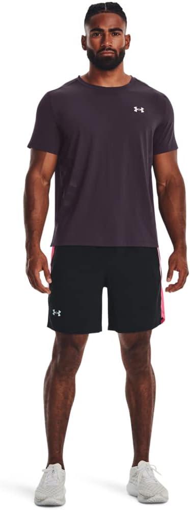image:imageUnder Armour Mens Launch Stretch Woven 2in1 Shorts007 Black Pink Shock Reflective