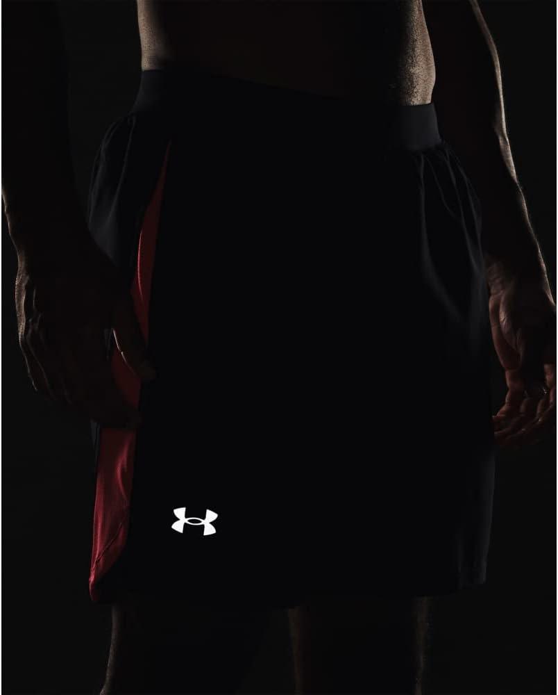 image:imageUnder Armour Mens Launch Stretch Woven 2in1 Shorts007 Black Pink Shock Reflective