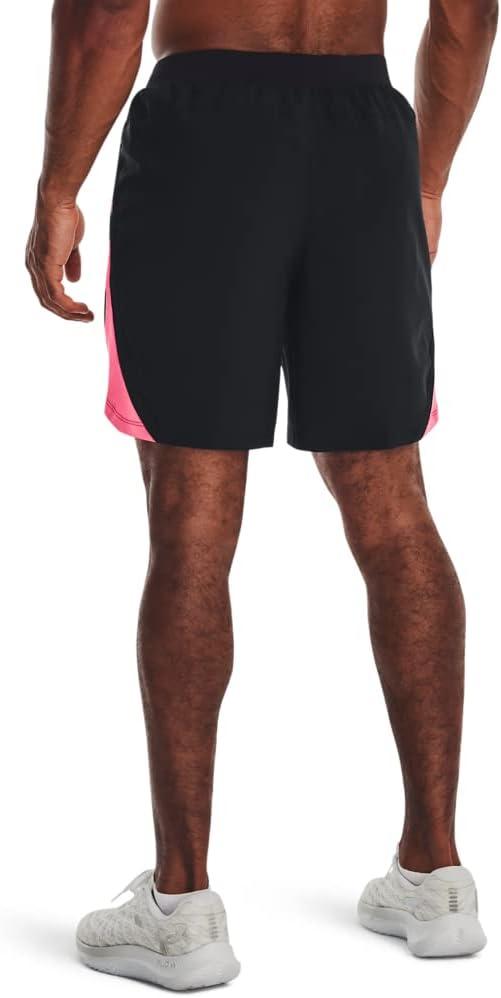 image:imageUnder Armour Mens Launch Stretch Woven 2in1 Shorts007 Black Pink Shock Reflective