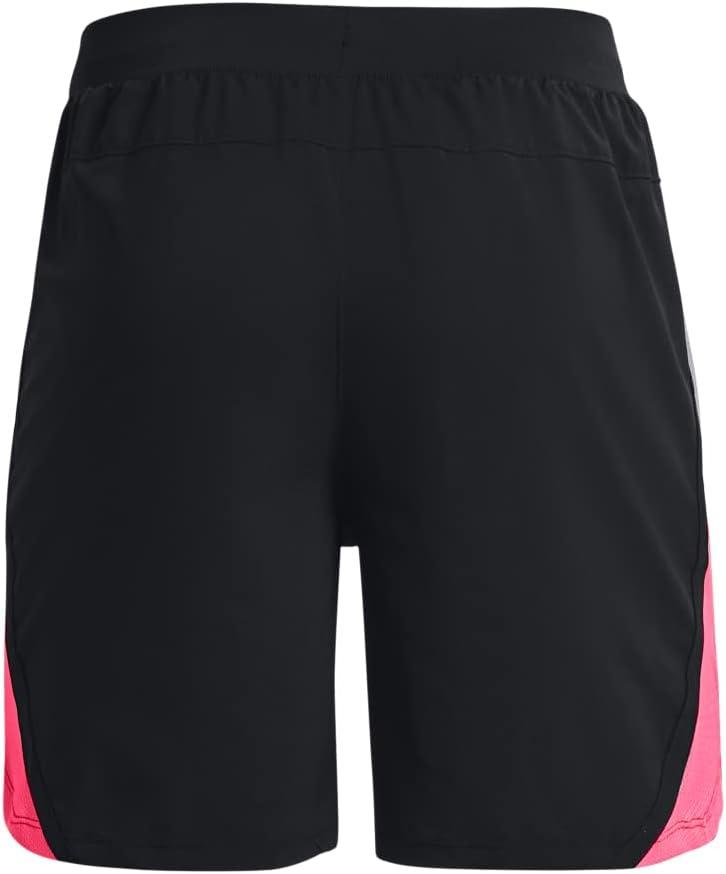 image:imageUnder Armour Mens Launch Stretch Woven 2in1 Shorts007 Black Pink Shock Reflective
