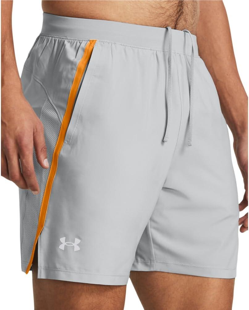 image:imageUnder Armour Mens Launch Stretch Woven 2in1 Shorts011 Mod Gray Nova Orange Reflective
