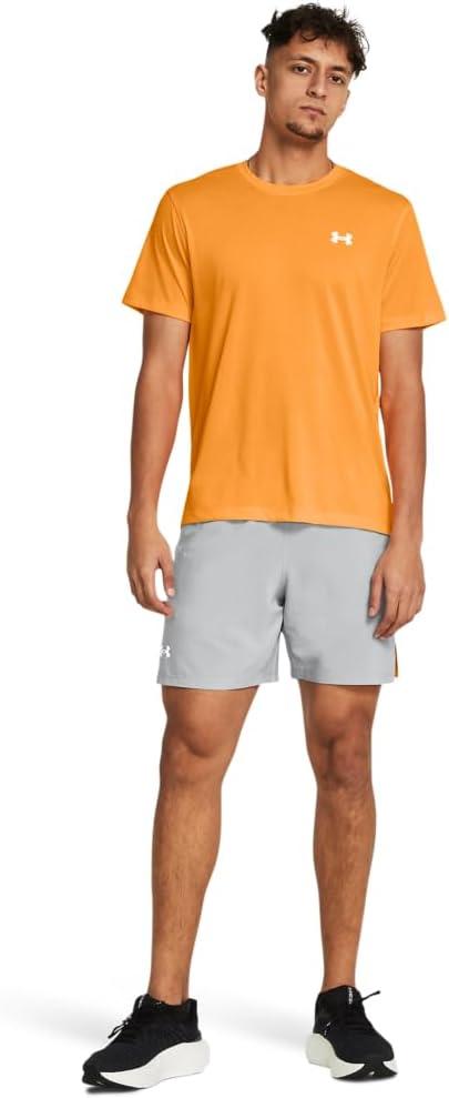 image:imageUnder Armour Mens Launch Stretch Woven 2in1 Shorts011 Mod Gray Nova Orange Reflective