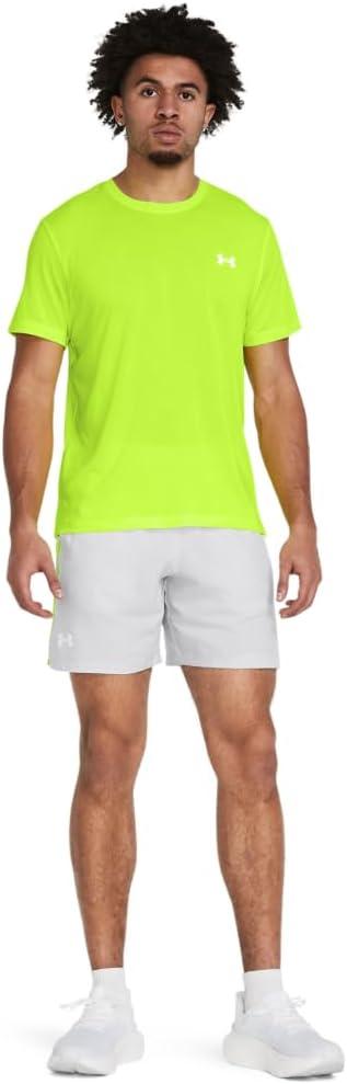 image:imageUnder Armour Mens Launch Stretch Woven 2in1 Shorts014 Halo Gray Highvis Yellow Reflective