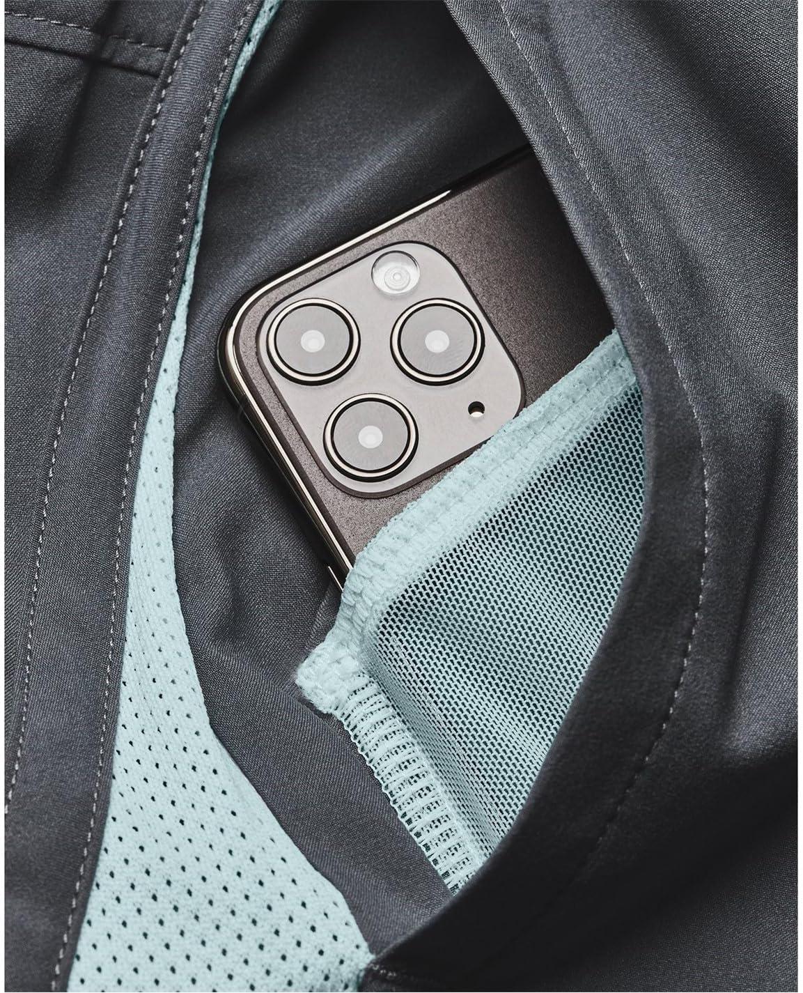 image:imageUnder Armour Mens Launch Stretch Woven 2in1 Shorts015 Pitch Gray Fuse Teal Reflective