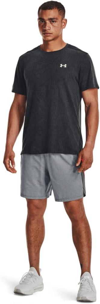 image:imageUnder Armour Mens Launch Stretch Woven 2in1 Shorts016 Pitch Gray Full Heather Bolt Red Reflective