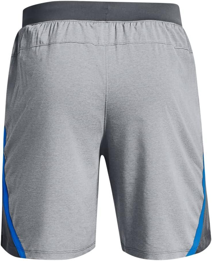 image:imageUnder Armour Mens Launch Stretch Woven 2in1 Shorts017 Pitch Gray Full Heather Blue Circuit Reflective