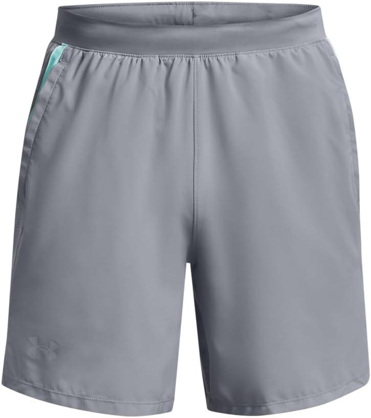 image:imageUnder Armour Mens Launch Stretch Woven 2in1 Shorts035 Steel Neo Turquoise Reflective
