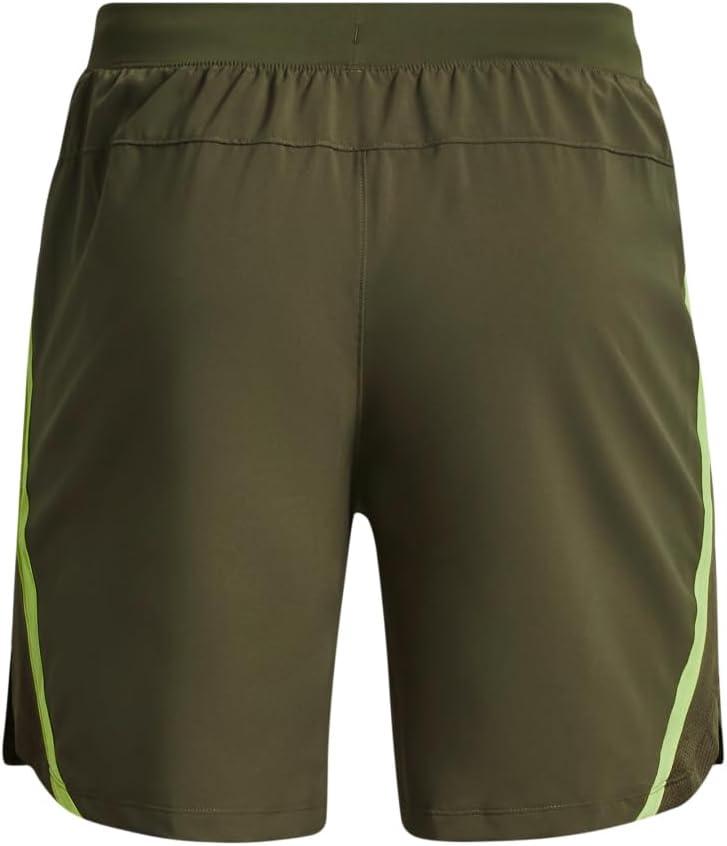 image:imageUnder Armour Mens Launch Stretch Woven 2in1 Shorts391 Marine Od Green Lime Yellow Reflective
