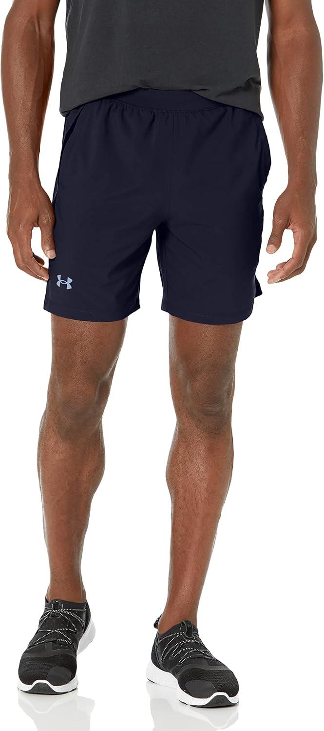 image:imageUnder Armour Mens Launch Stretch Woven 2in1 Shorts410 Midnight Navy Black Reflective