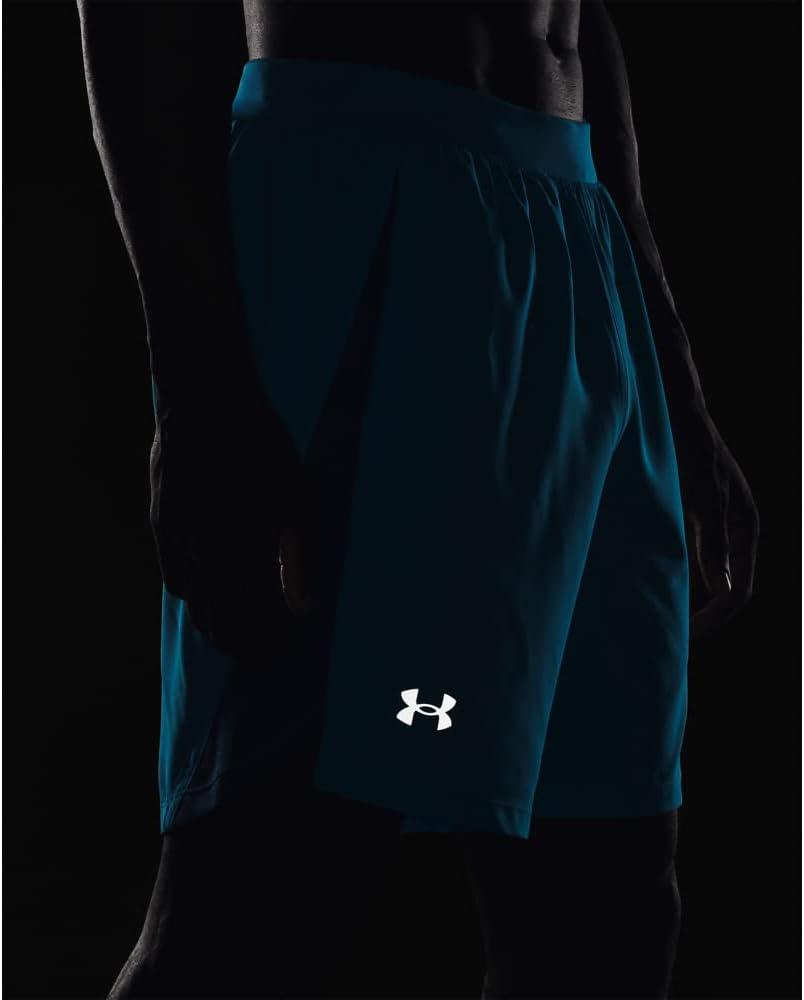 image:imageUnder Armour Mens Launch Stretch Woven 2in1 Shorts419 Capri Petrol Blue Reflective