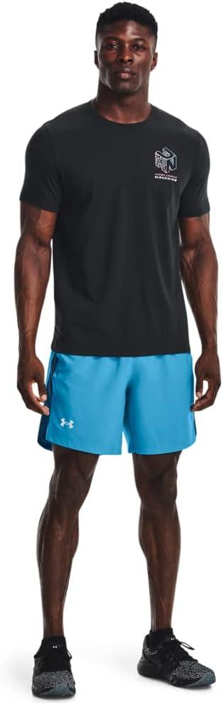 image:imageUnder Armour Mens Launch Stretch Woven 2in1 Shorts419 Capri Petrol Blue Reflective