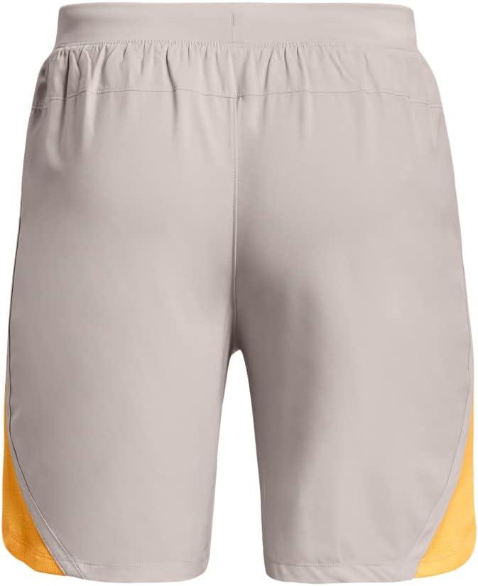 image:imageUnder Armour Mens Launch Stretch Woven 2in1 Shorts592 Ghost Gray Orange Ice Reflective