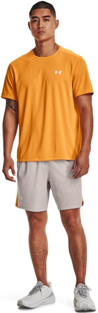 image:imageUnder Armour Mens Launch Stretch Woven 2in1 Shorts592 Ghost Gray Orange Ice Reflective