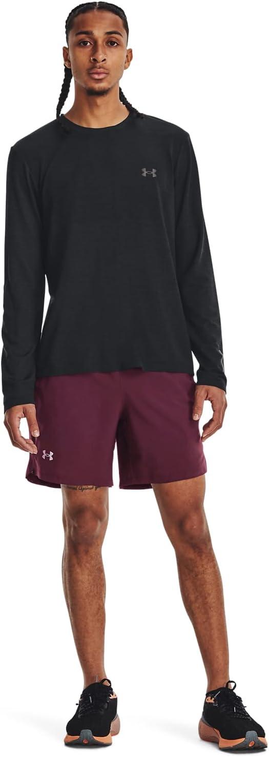 image:imageUnder Armour Mens Launch Stretch Woven 2in1 Shorts600 Dark Maroon Dark Maroon Reflective