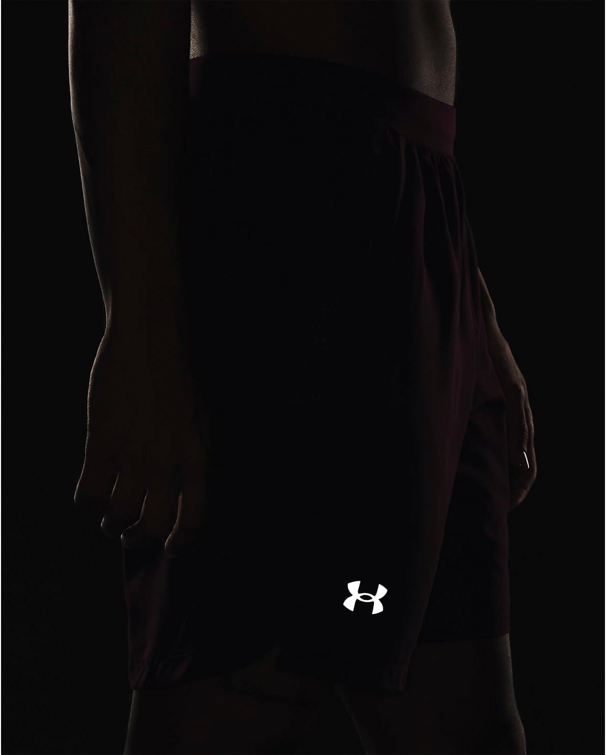 image:imageUnder Armour Mens Launch Stretch Woven 2in1 Shorts600 Dark Maroon Dark Maroon Reflective