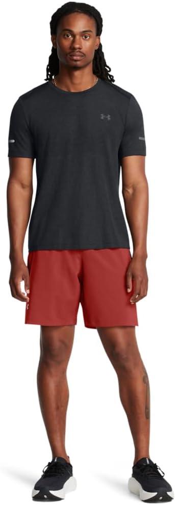 image:imageUnder Armour Mens Launch Stretch Woven 2in1 Shorts840 Earthen Orange Black Reflective