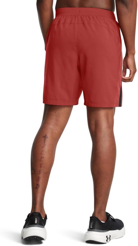 image:imageUnder Armour Mens Launch Stretch Woven 2in1 Shorts840 Earthen Orange Black Reflective