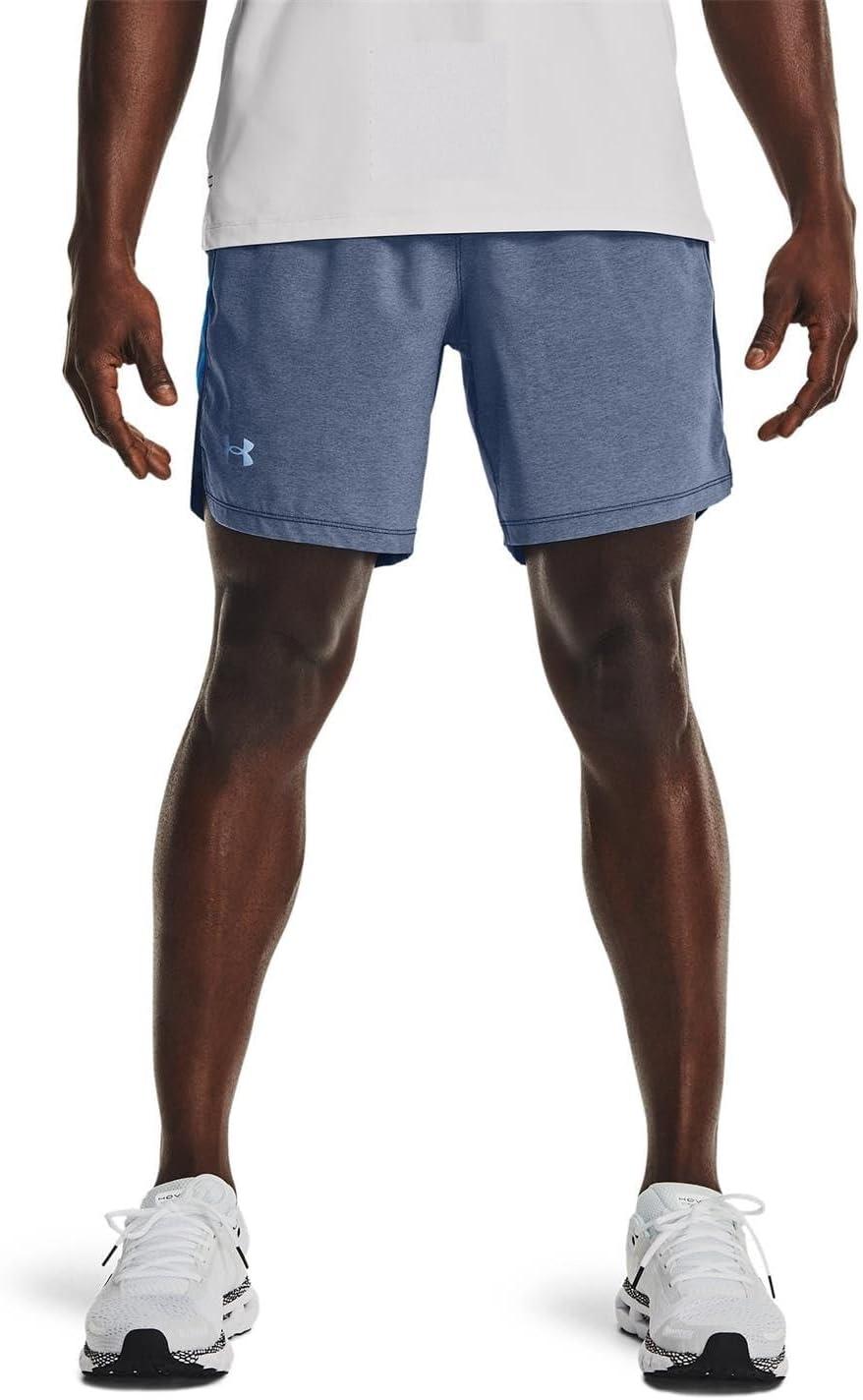 image:imageUnder Armour Mens Launch Stretch Woven 2in1 ShortsAcademy Blue Full Heather 408Reflective