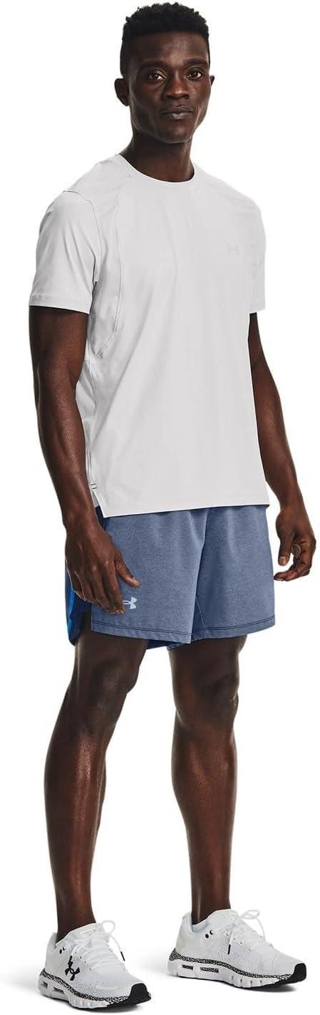 image:imageUnder Armour Mens Launch Stretch Woven 2in1 ShortsAcademy Blue Full Heather 408Reflective