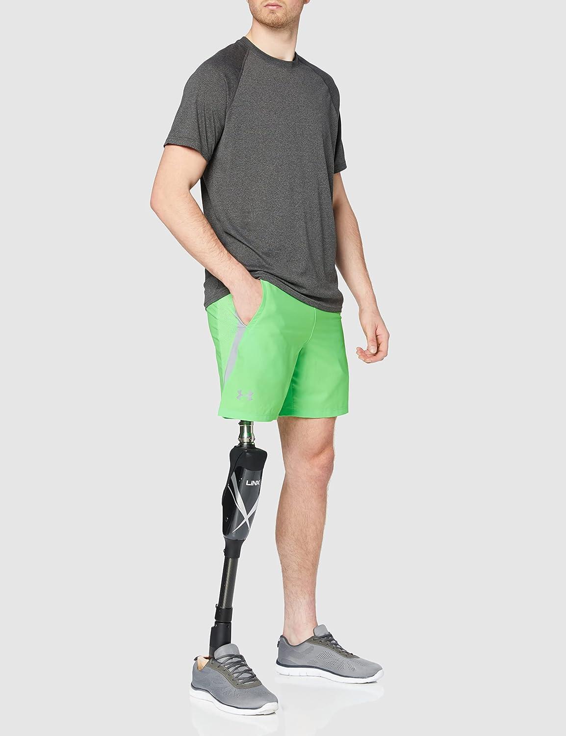 image:imageUnder Armour Mens Launch Stretch Woven 2in1 ShortsZap Green Mod Gray