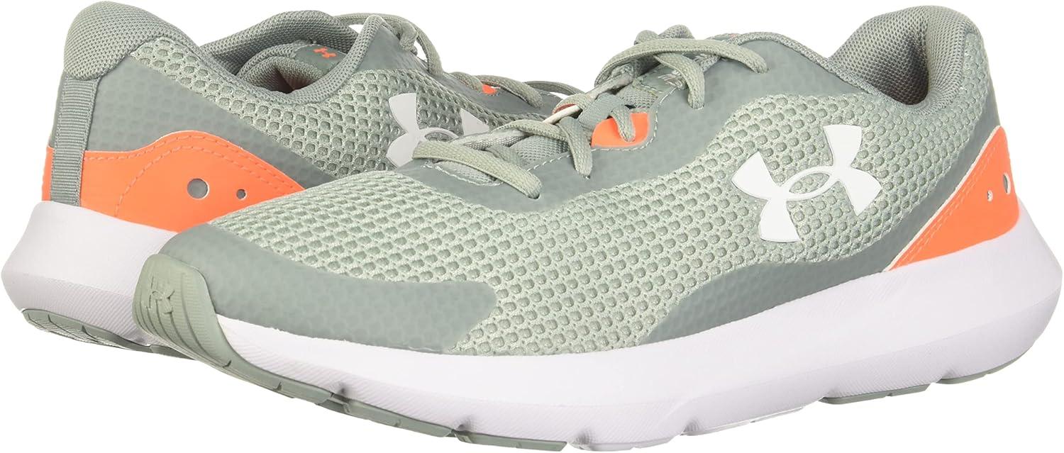 image:imageUnder Armour Mens Surge 3Running Shoe300 Opal GreenPanic OrangeWhite