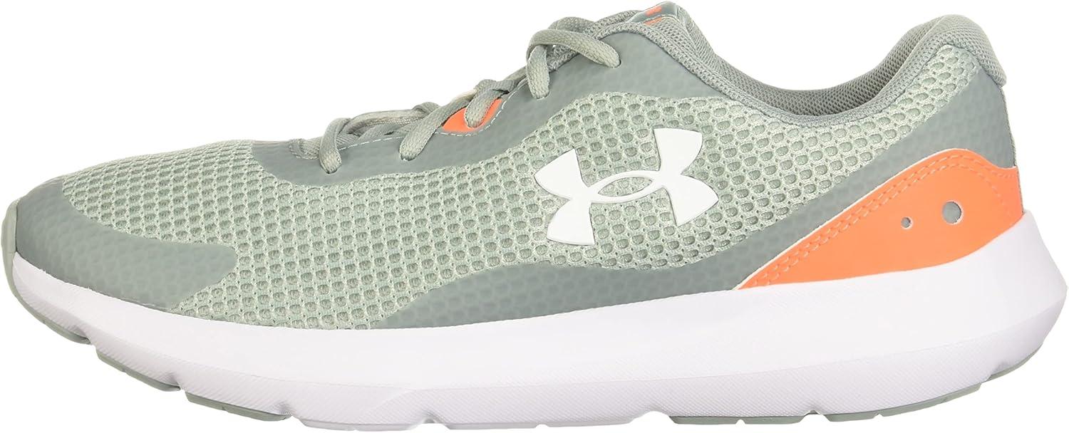 image:imageUnder Armour Mens Surge 3Running Shoe300 Opal GreenPanic OrangeWhite