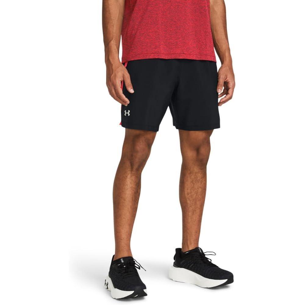 image:imageUnder Armour Mens Launch Stretch Woven 2in1 Shorts003 Black Red Solstice Reflective