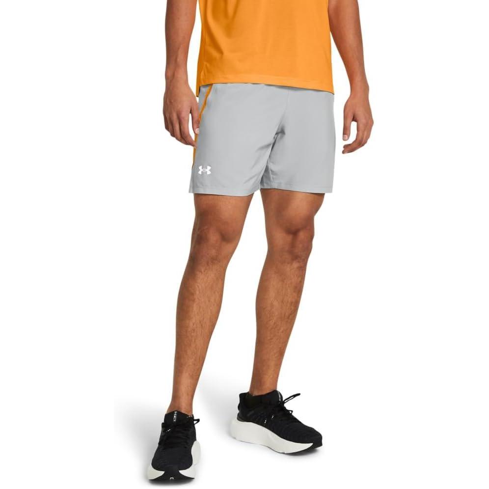 image:imageUnder Armour Mens Launch Stretch Woven 2in1 Shorts011 Mod Gray Nova Orange Reflective