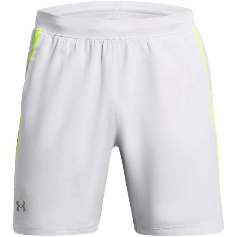image:imageUnder Armour Mens Launch Stretch Woven 2in1 Shorts014 Halo Gray Highvis Yellow Reflective