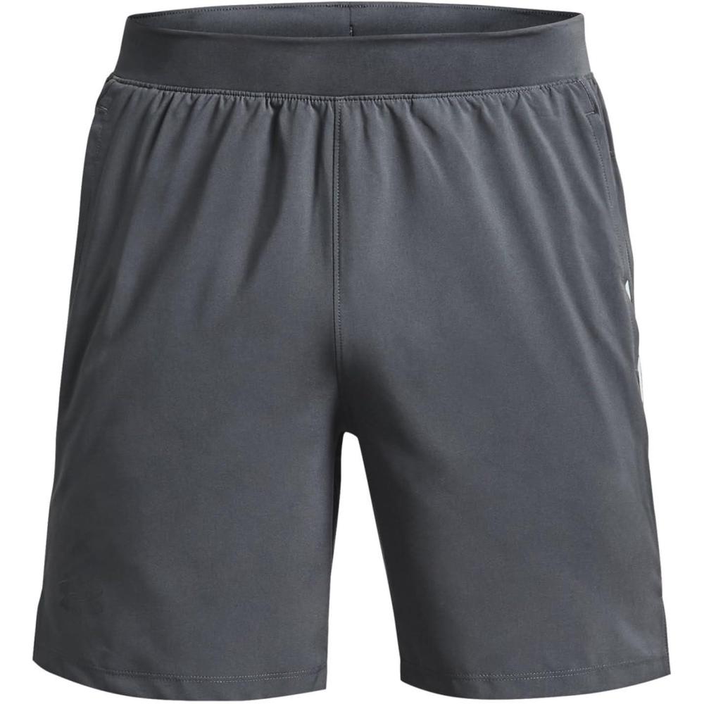 image:imageUnder Armour Mens Launch Stretch Woven 2in1 Shorts015 Pitch Gray Fuse Teal Reflective
