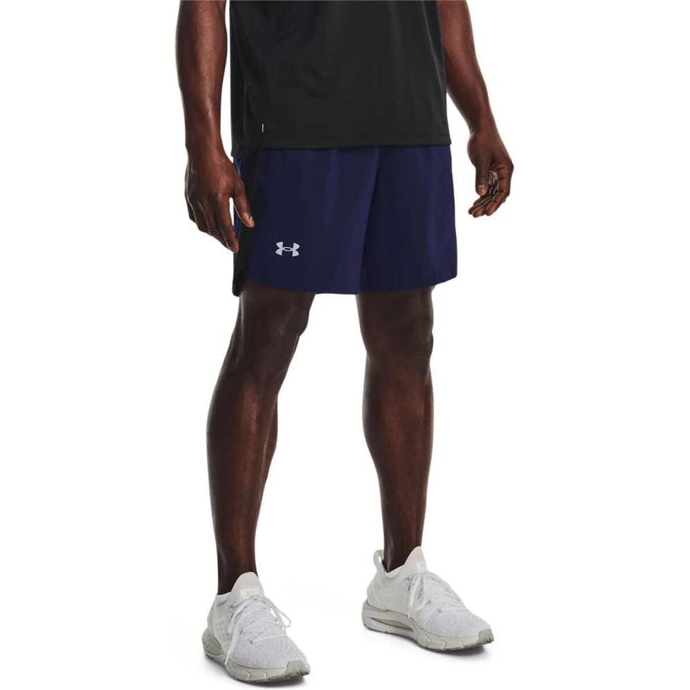 image:imageUnder Armour Mens Launch Stretch Woven 2in1 Shorts410 Midnight Navy Black Reflective