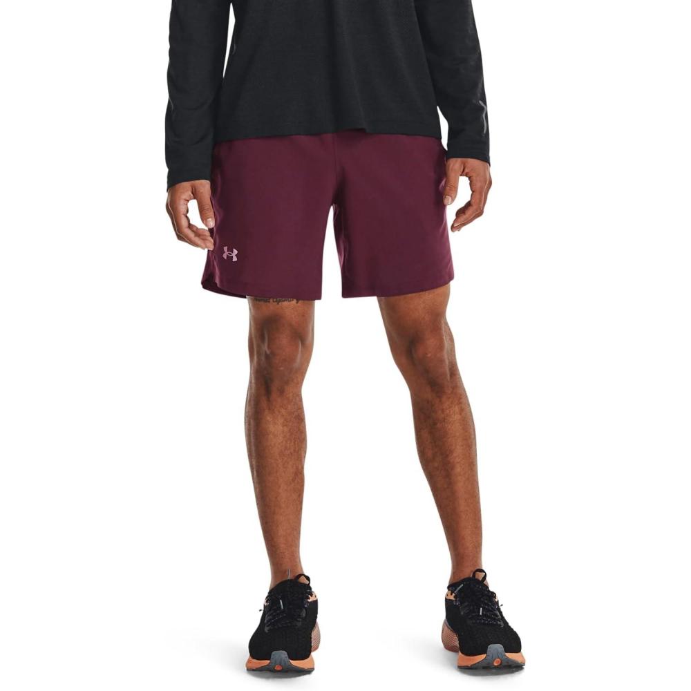 image:imageUnder Armour Mens Launch Stretch Woven 2in1 Shorts600 Dark Maroon Dark Maroon Reflective